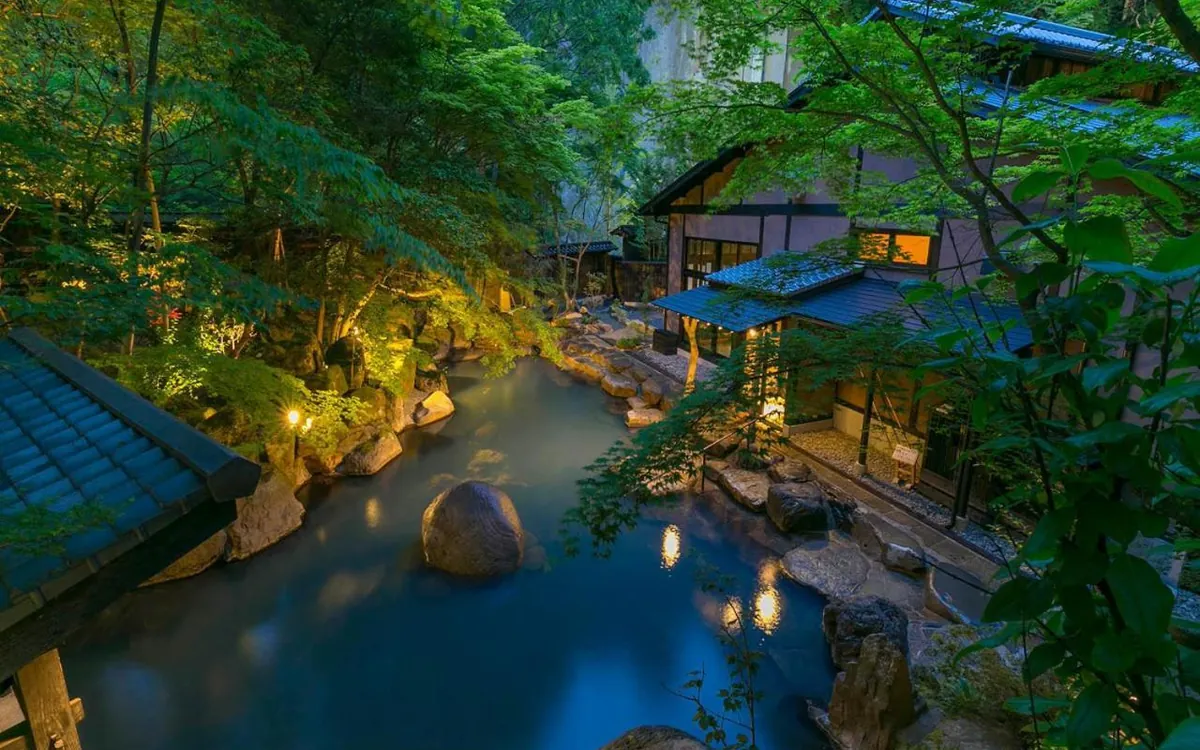 The hot spring bath of a traditional inn in Hakone